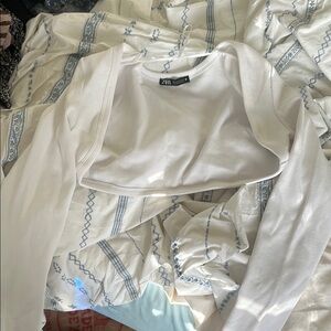 Zara White Cropped Cardigan
